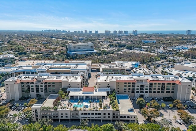 drone / aerial view with a city view