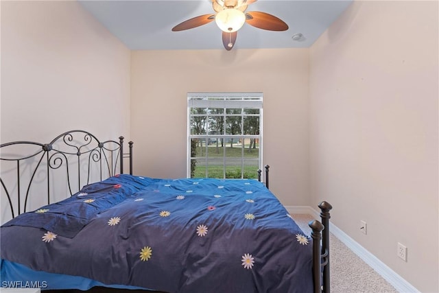 bedroom with carpet and ceiling fan