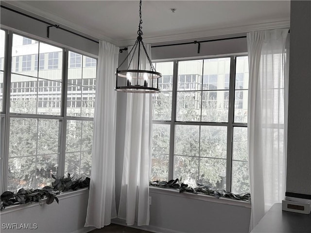 dining space featuring a notable chandelier