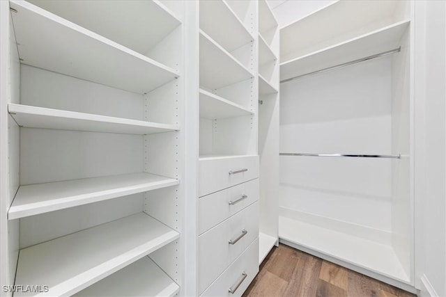 walk in closet featuring dark hardwood / wood-style floors