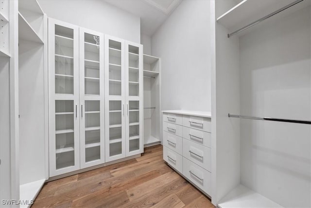 walk in closet featuring light hardwood / wood-style floors