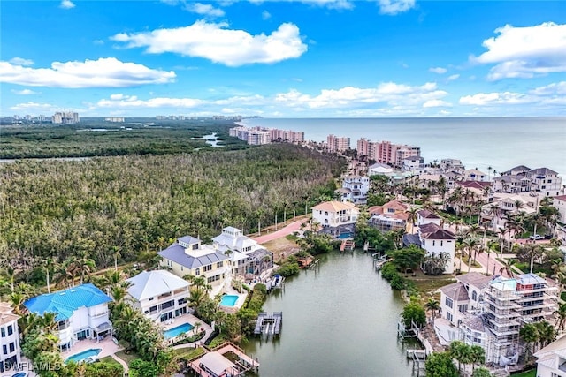 bird's eye view featuring a water view