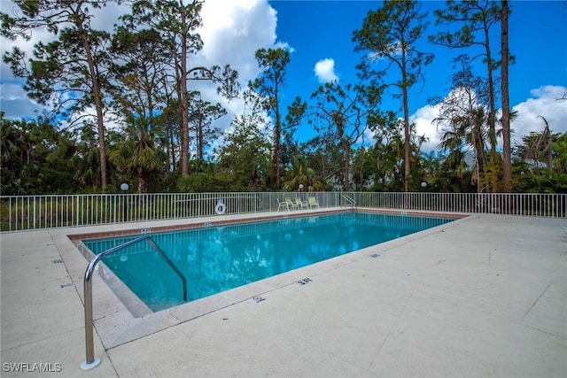 view of swimming pool with a patio area