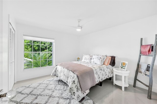 bedroom featuring ceiling fan