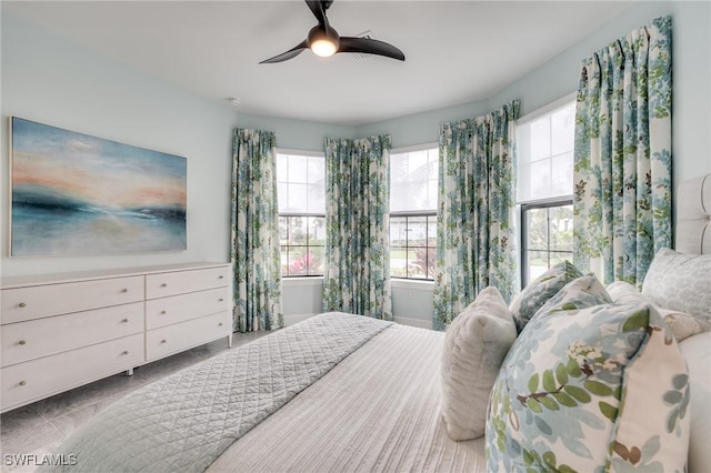 bedroom featuring ceiling fan