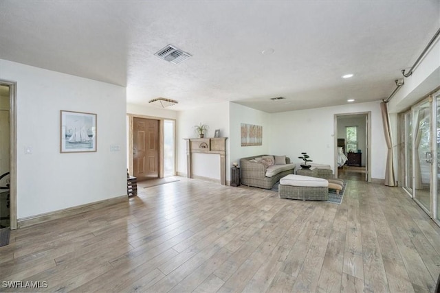 living room featuring light hardwood / wood-style flooring