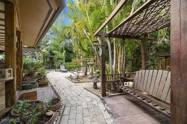 view of patio / terrace featuring a pergola