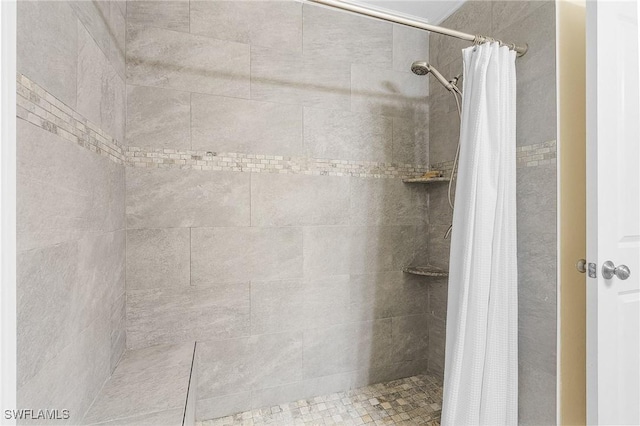 bathroom featuring a shower with curtain