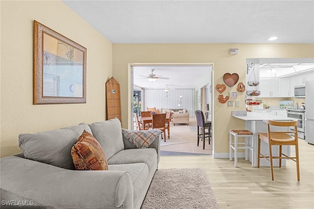 living room featuring light hardwood / wood-style flooring