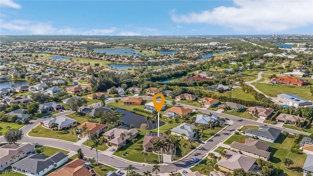 bird's eye view featuring a water view