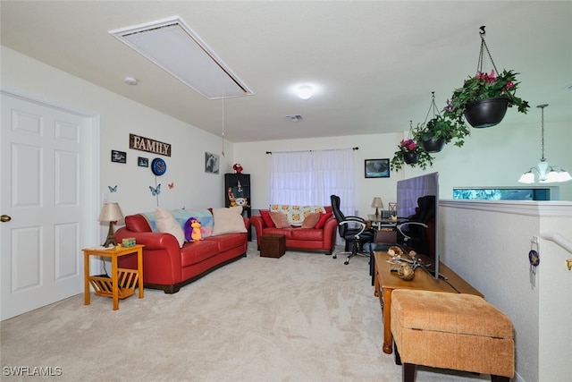 living room featuring carpet flooring