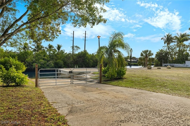 view of street featuring a water view