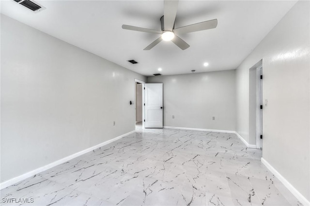 unfurnished room featuring ceiling fan