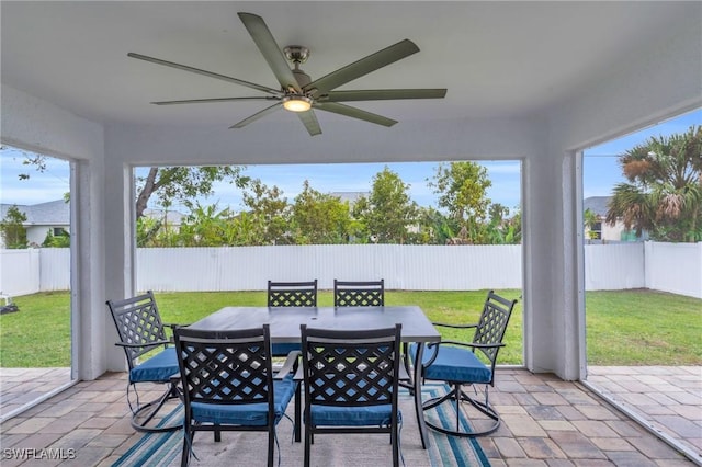 view of patio / terrace with ceiling fan