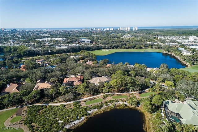 bird's eye view featuring a water view