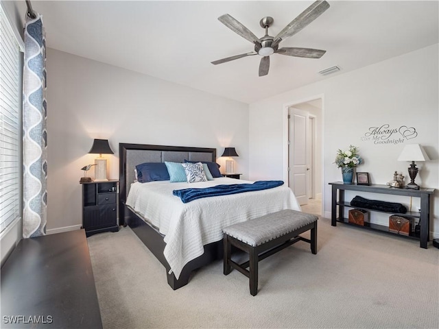 bedroom with carpet and ceiling fan