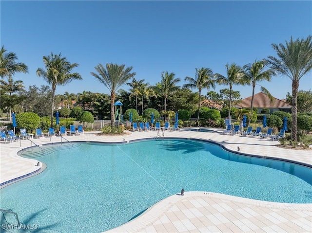 view of pool with a patio area