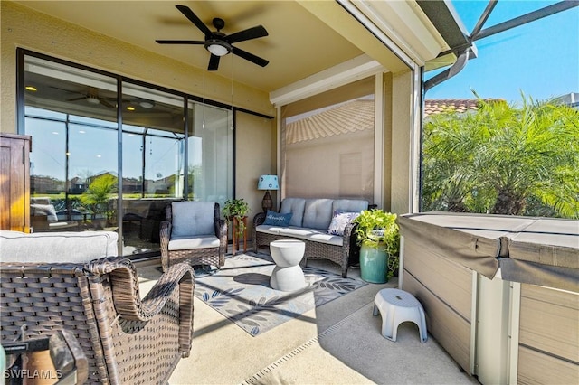 view of patio / terrace featuring an outdoor living space and ceiling fan