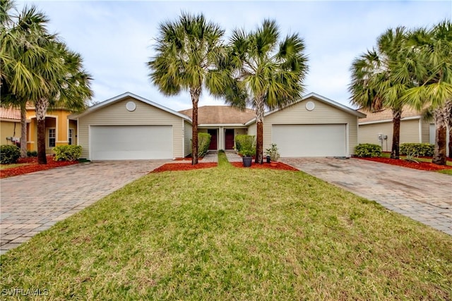 single story home featuring a front yard