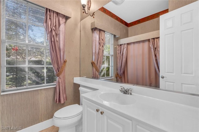 bathroom featuring vanity and toilet