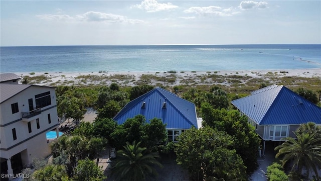 view of water feature with a beach view