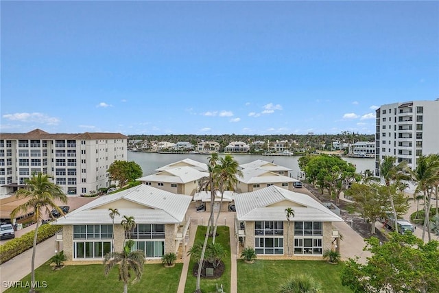 bird's eye view featuring a water view