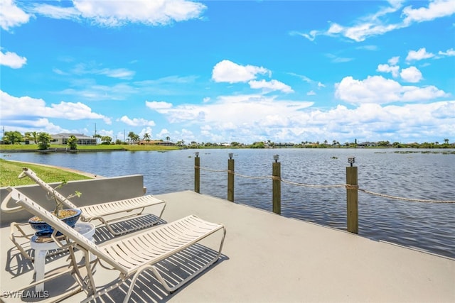 view of dock featuring a water view