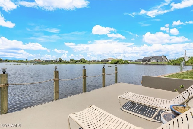 dock area featuring a water view