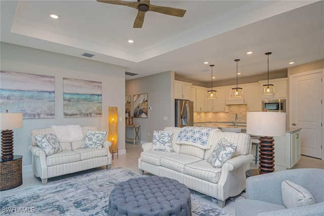 6217 Harmony Dr, Ave Maria, FL 34142 - living area with recessed lighting, visible vents, and ceiling fan
