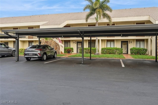 view of covered parking lot
