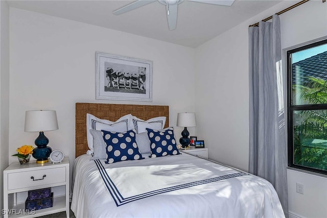 bedroom featuring ceiling fan