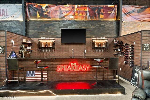 bar with brick wall