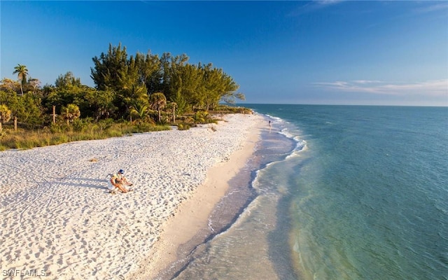 property view of water with a beach view