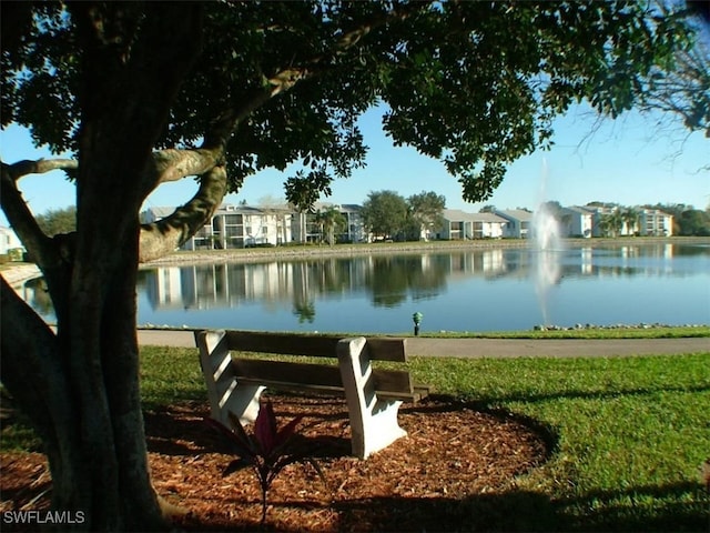 view of home's community with a water view