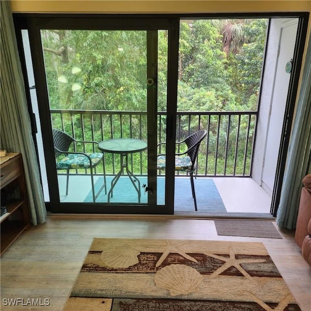 entryway featuring light wood-type flooring