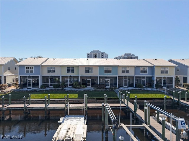 view of dock featuring a water view