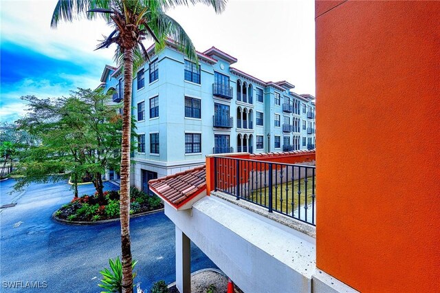 view of building exterior featuring a water view