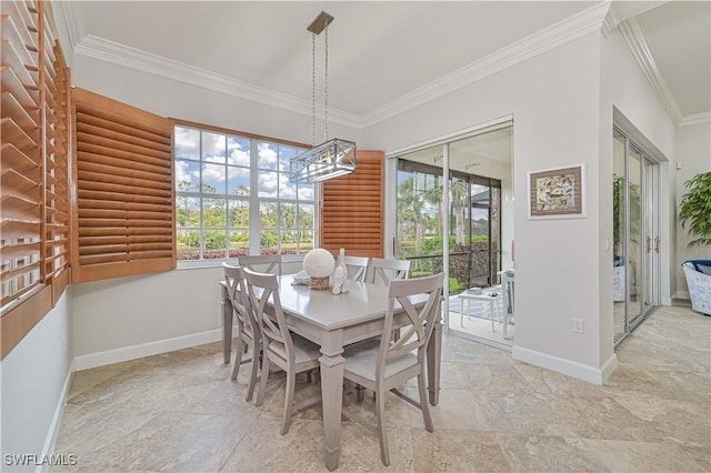 dining room with crown molding