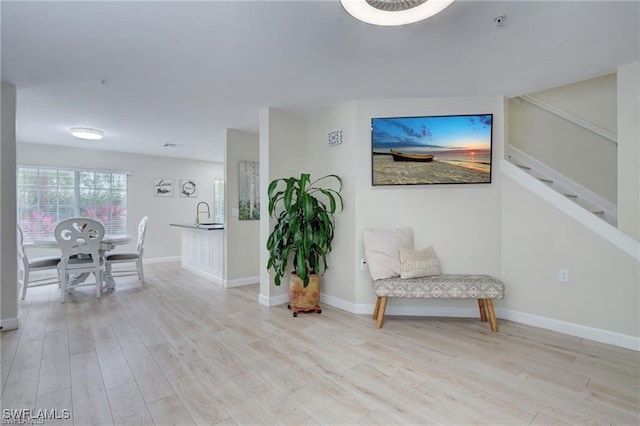 interior space with light hardwood / wood-style floors