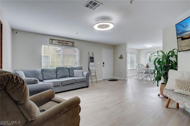 living room featuring light hardwood / wood-style floors