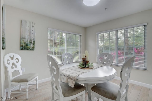 dining room with light wood-type flooring