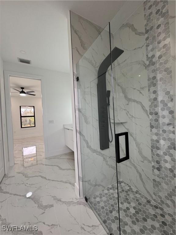 bathroom featuring walk in shower