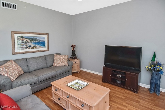 living room with light wood-type flooring