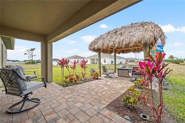 view of patio featuring a gazebo