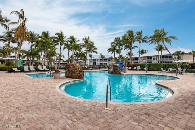 view of pool featuring a patio area