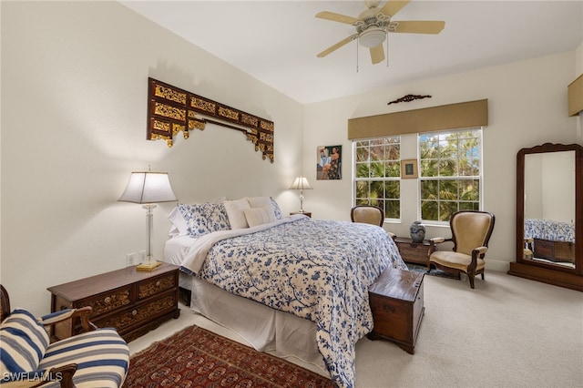 bedroom featuring carpet floors and a ceiling fan