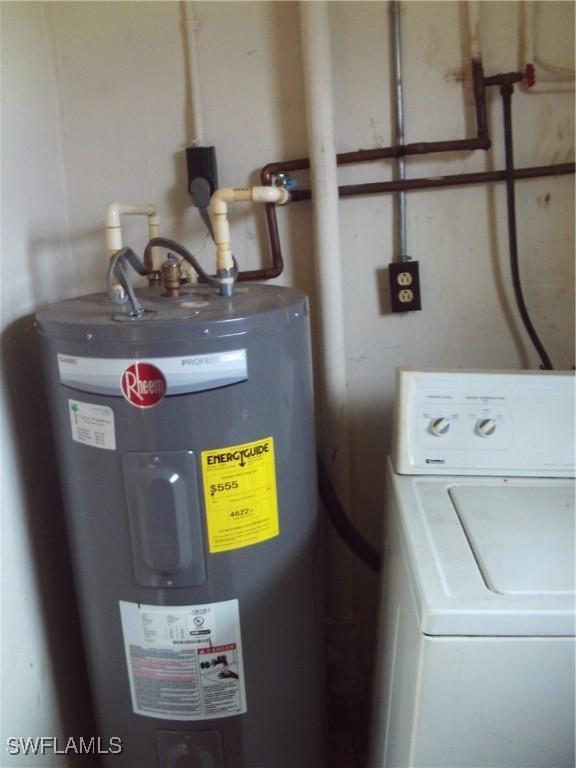 utilities with washer / clothes dryer and electric water heater