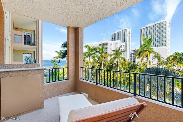 balcony with a water view