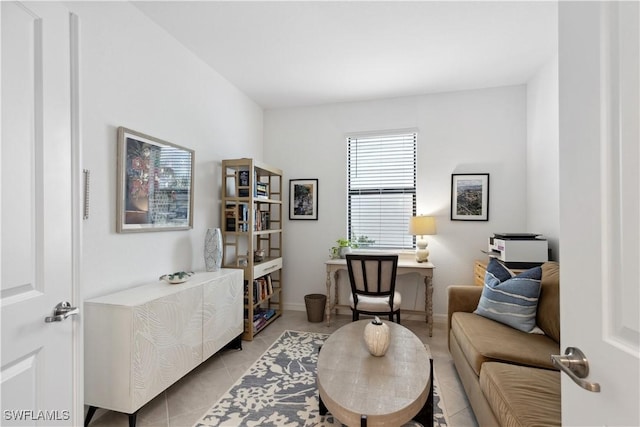 interior space featuring light tile patterned floors