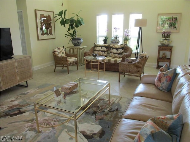 view of tiled living room